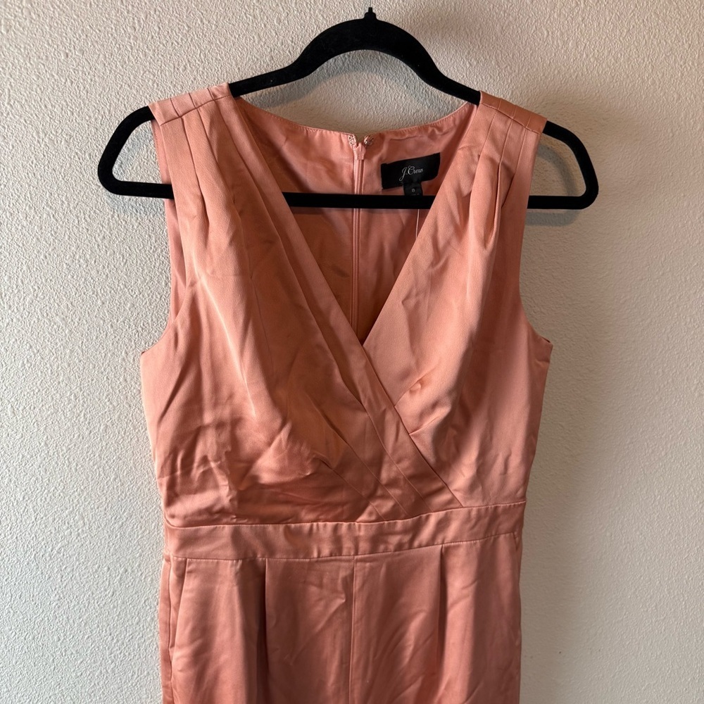 New J. Crew Satin Gloucester Back Crepe Jumpsuit Seashell Pink NWT Women Size 8 - Picture 3 of 16